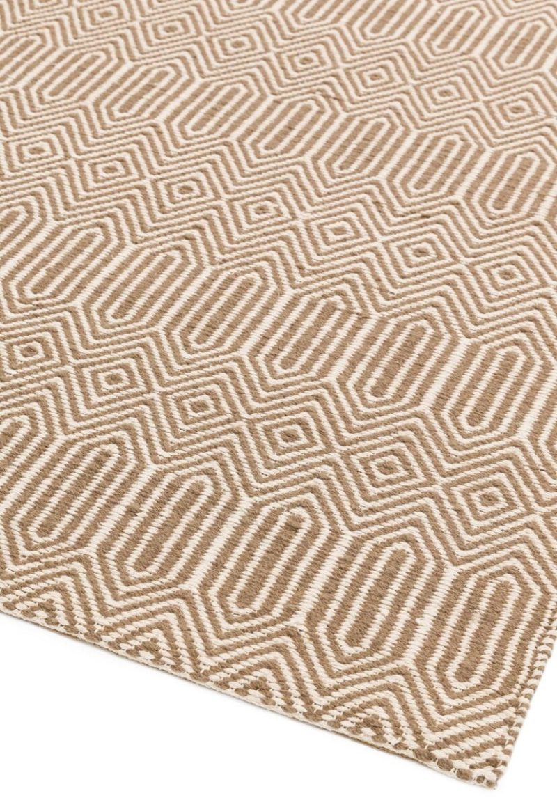 Covor taupe din bumbac lână lucrat manual modern outdoor model geometric Sloan Taupe 4 mm 120x170 cm SLOA120170TAUP - imagine 4