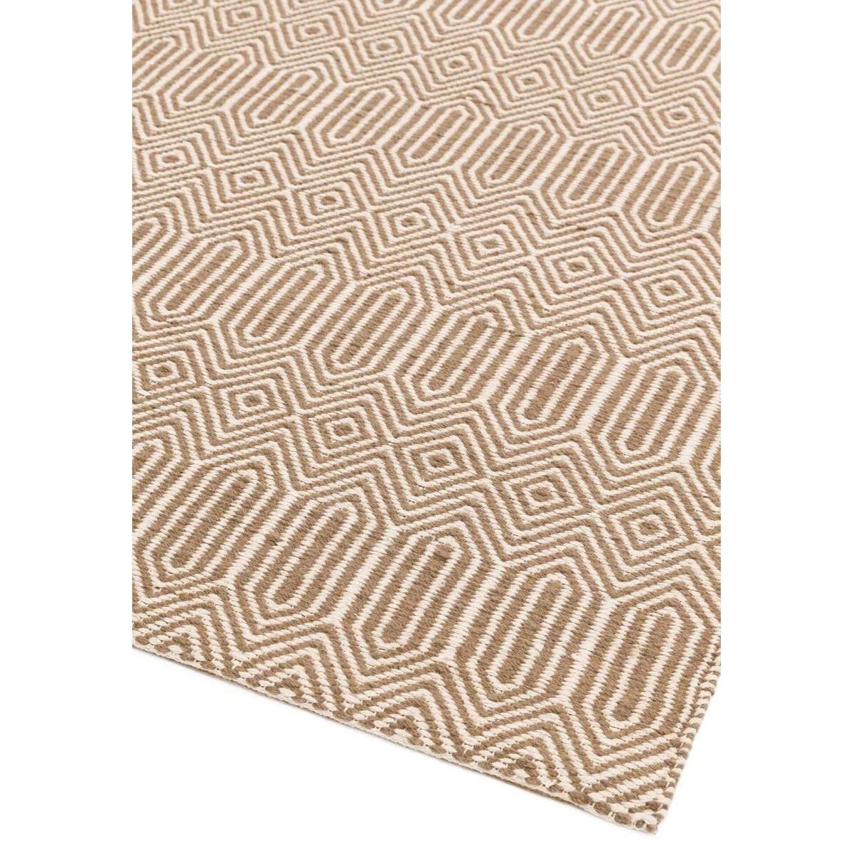 Covor taupe din bumbac lână lucrat manual modern outdoor model geometric Sloan Taupe 4 mm 120x170 cm SLOA120170TAUP