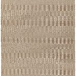 Covor taupe din bumbac lână lucrat manual modern outdoor model geometric Sloan Taupe 4 mm 66×200 cm SLOA066200TAUP