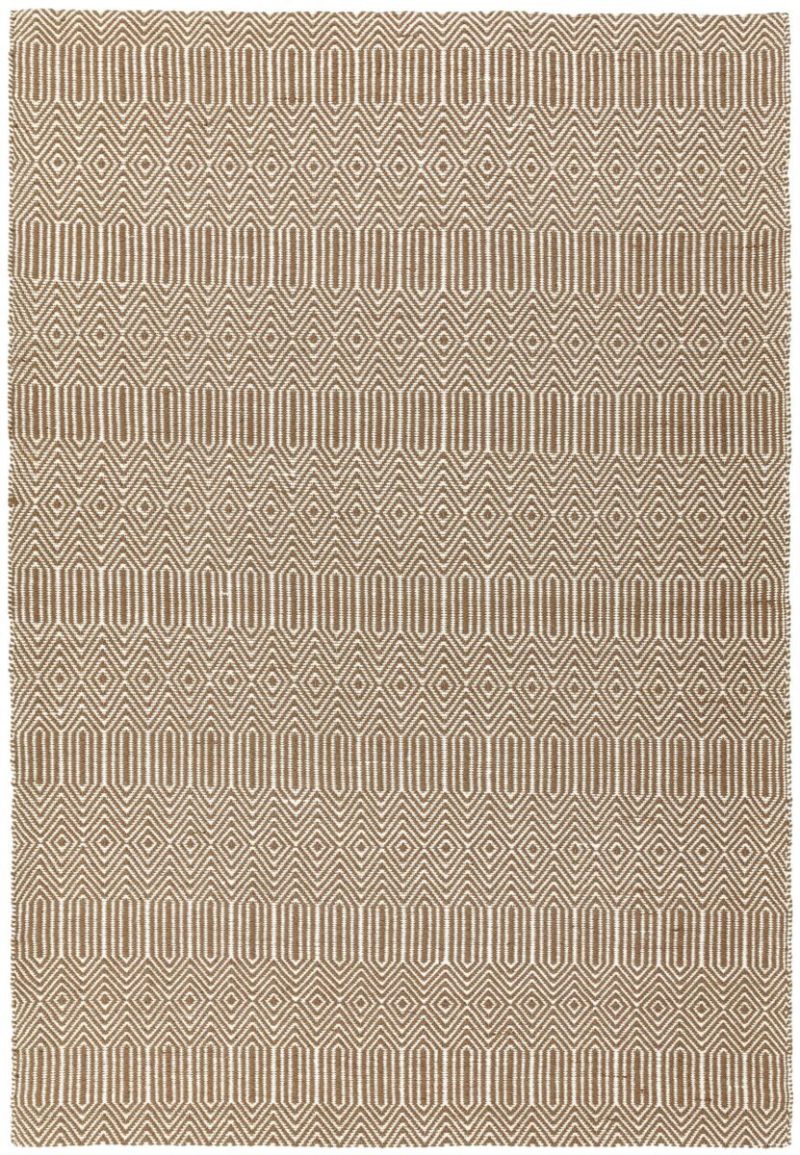 Covor taupe din bumbac lână lucrat manual modern outdoor model geometric Sloan Taupe 4 mm 66x200 cm SLOA066200TAUP