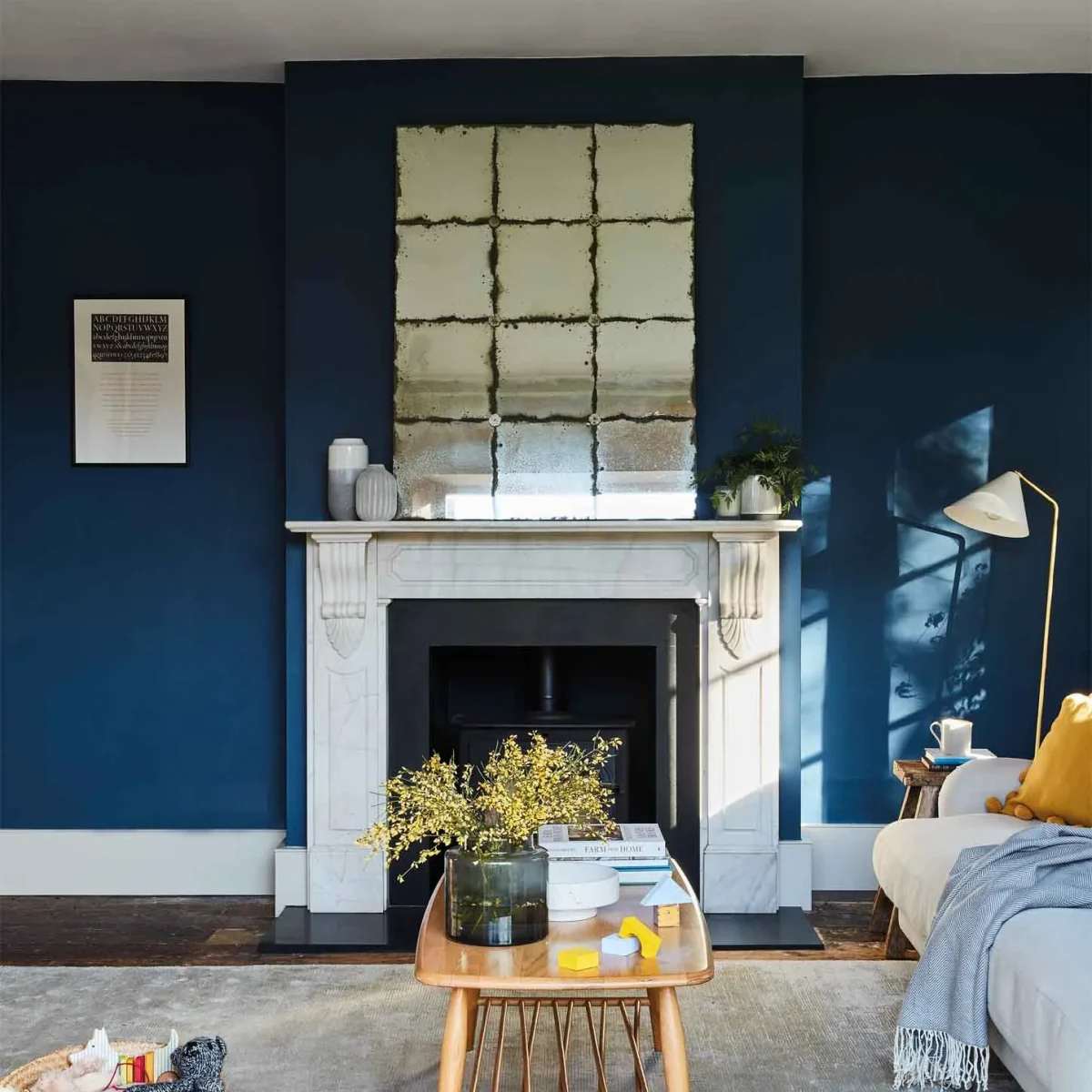 Vopsea albastra mata 7 la suta luciu pentru interior Farrow and Ball Mostra Stiffkey Blue No. 281 100 ml