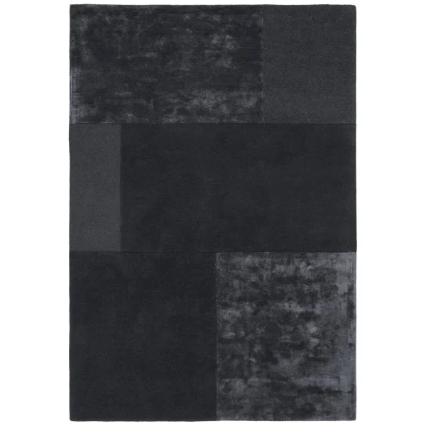 Covor gri din lână vâscoză lucrat manual modern model geometric Tate Charcoal 9 mm 200x290 cm TATE200290CHAR