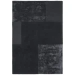 Covor gri din lână vâscoză lucrat manual modern model geometric Tate Charcoal 9 mm 200×290 cm TATE200290CHAR