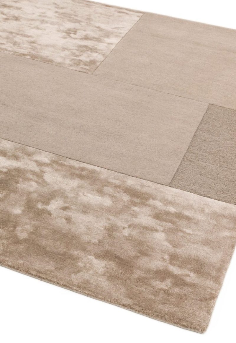 Covor sand din lână vâscoză lucrat manual modern model geometric Tate Sand 9 mm 160x230 cm TATE160230SAND - imagine 3