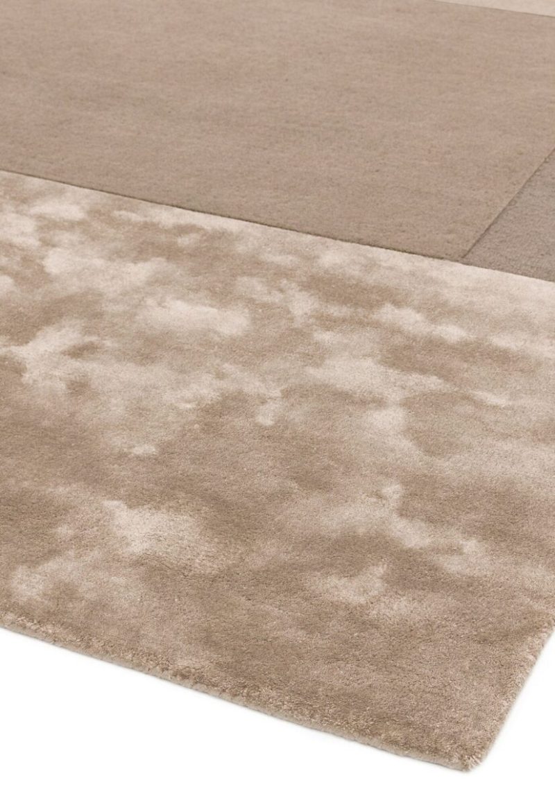 Covor sand din lână vâscoză lucrat manual modern model geometric Tate Sand 9 mm 160x230 cm TATE160230SAND - imagine 4