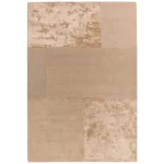 Covor sand din lână vâscoză lucrat manual modern model geometric Tate Sand 9 mm 160×230 cm TATE160230SAND