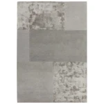 Covor argintiu din lână vâscoză lucrat manual modern model geometric Tate Silver 9 mm 120×170 cm TATE120170SILV