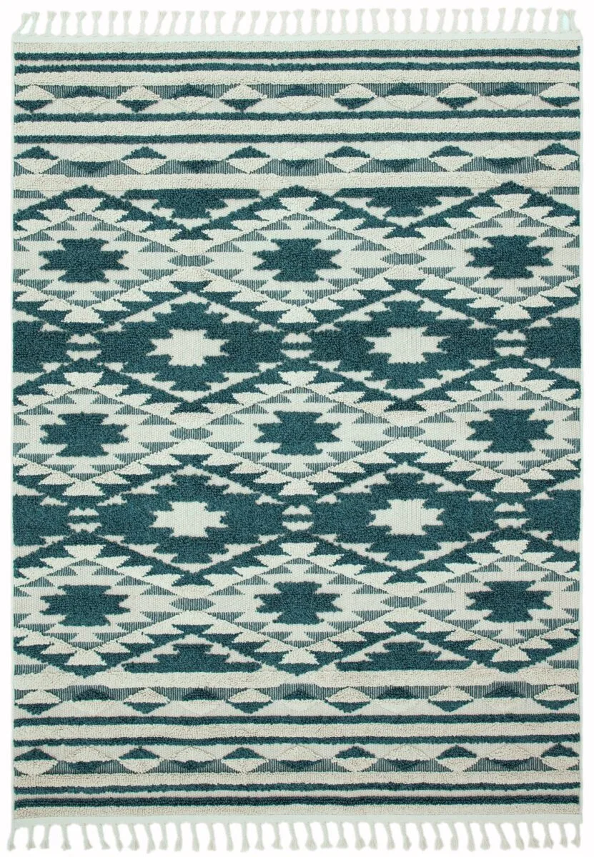 Covor verde traditional model geometric 3d Taza Green 15 mm 80×240 cm TAZA0802400001