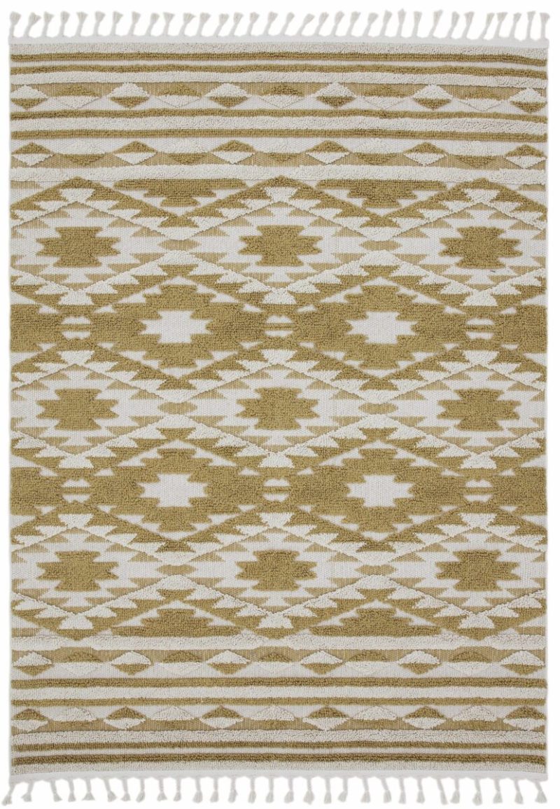 Covor ocru traditional model geometric 3d Taza Ochre 15 mm 120x170 cm TAZA1201700002 - imagine 2