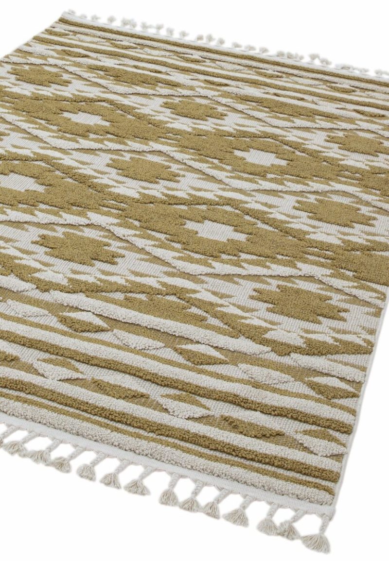 Covor ocru traditional model geometric 3d Taza Ochre 15 mm 80x240 cm TAZA0802400002 - imagine 4