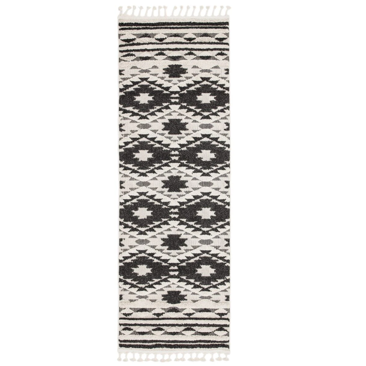 tazata04black_white_2048xtazata04black_whitels_2048xtazata04black_white_1_2048xtazata04black_whiterunner_2048x-4-2 Covor negru geometric Taza Black, polipropilena, model 3D, Asiatic London, 160x230 cm