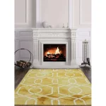 Covor pufos auriu din vascoza lucrat manual modern model geometric Fresco Yellow 200x300cm FRES200300YELL