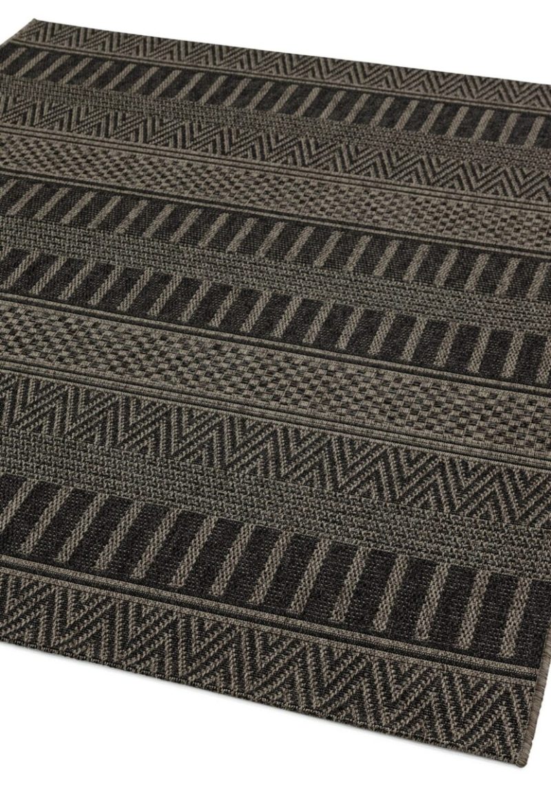 Covor negru modern outdoor model geometric Varanda Black Stripe 2 mm 160x230 cm VARA160230VA03 - imagine 4