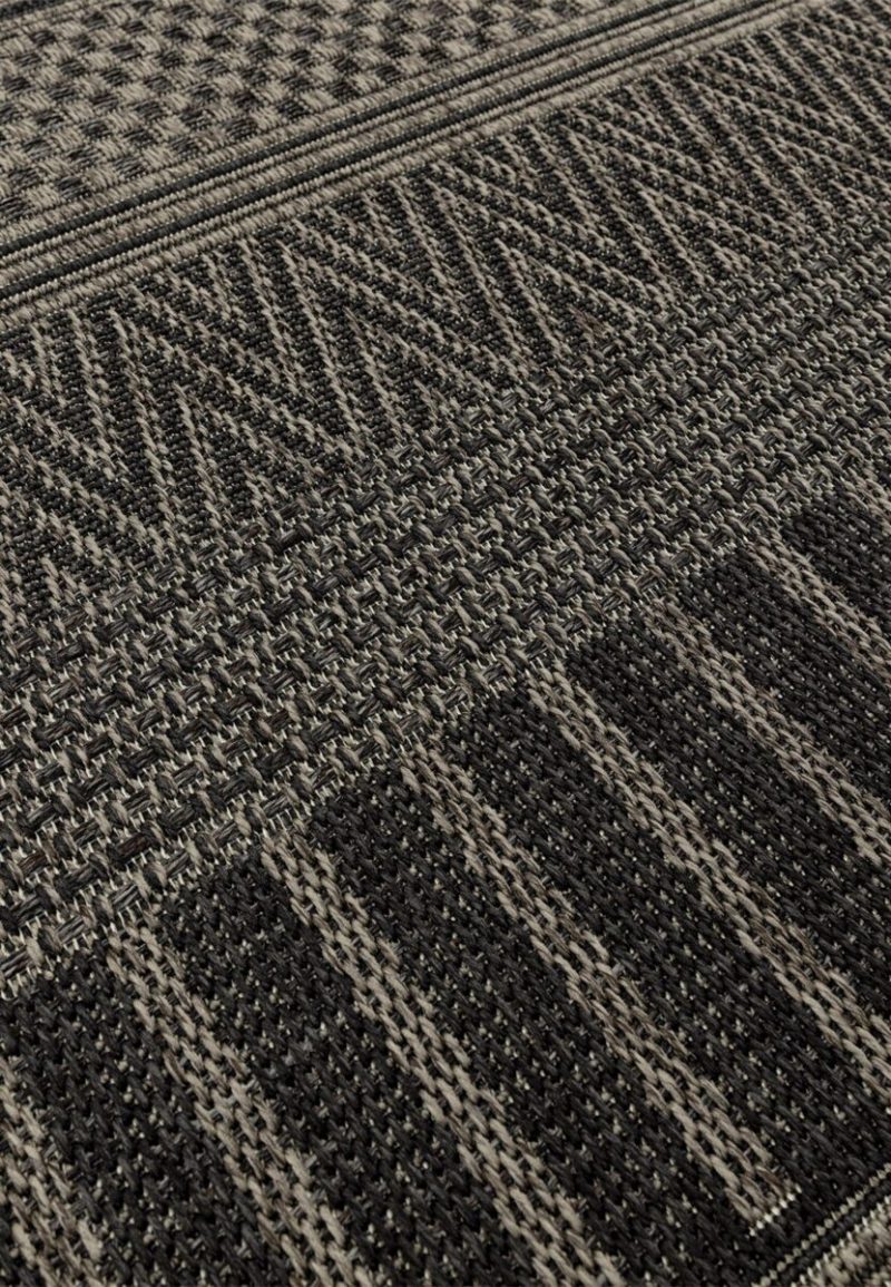 Covor negru modern outdoor model geometric Varanda Black Stripe 2 mm 160x230 cm VARA160230VA03 - imagine 5