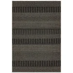 Covor negru modern outdoor model geometric Varanda Black Stripe 2 mm 240×340 cm VARA240340VA03
