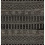 Covor negru modern outdoor model geometric Varanda Black Stripe 2 mm 240×340 cm VARA240340VA03