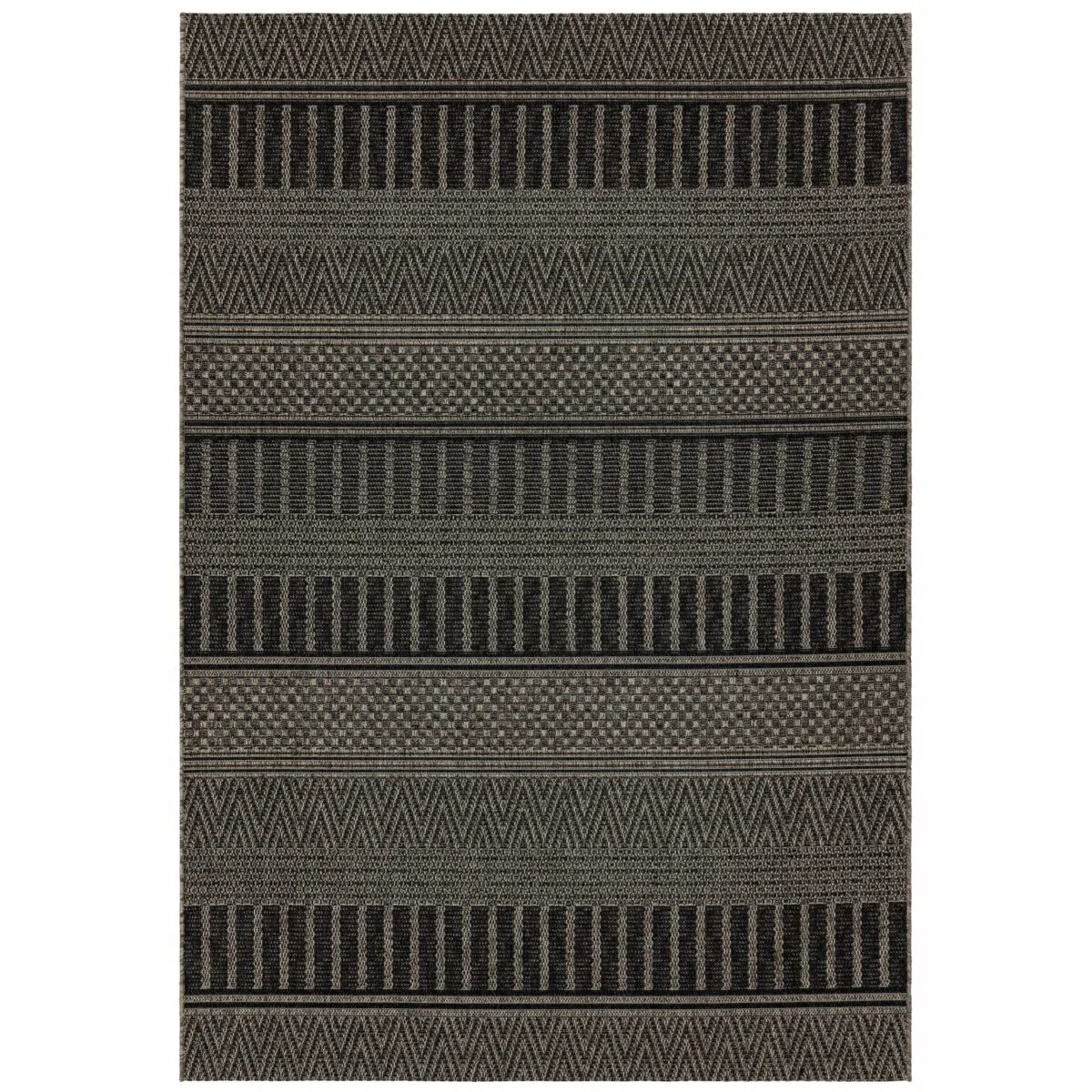 varandava03blackstripe_2048xvarandava03blackstripels_2048xvarandava03blackstripe_1_2048xvarandava03blackstripe_4_2048x Covor negru modern outdoor model geometric Varanda Black Stripe 2 mm 160x230 cm VARA160230VA03
