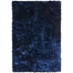 Covor pufos albastru modern model uni Whisper Navy Blue 40 mm 65×135 cm WHIS065135BLUE