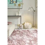 Covor pufos roz modern model uni Whisper Pink 40 mm 65x135 cm WHIS065135PINK