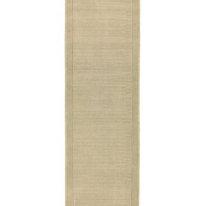 Covor pufos bej din lână lucrat manual modern model uni York Runner Beige 9 mm 068x240 cm YORK068240BEIG