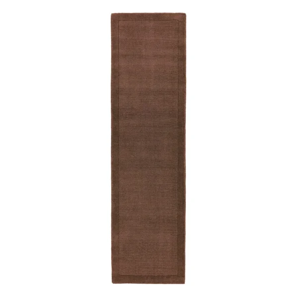 Covor pufos maro din lână lucrat manual modern model uni York Runner Chocolate 9 mm 068x240 cm YORK068240CHOC