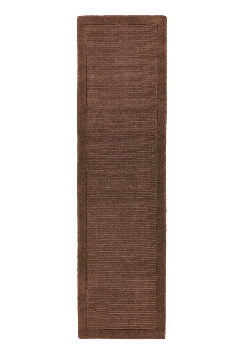 Covor pufos maro din lână lucrat manual modern model uni York Runner Chocolate 9 mm 068×240 cm YORK068240CHOC