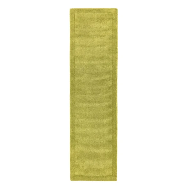 Covor pufos verde din lână lucrat manual modern model uni York Runner Green 9 mm 068x240 cm YORK068240GREE