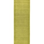 Covor pufos verde din lână lucrat manual modern model uni York Runner Green 9 mm 068×240 cm YORK068240GREE