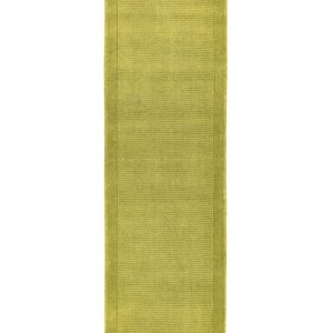 Covor pufos verde din lână lucrat manual modern model uni York Runner Green 9 mm 068x240 cm YORK068240GREE