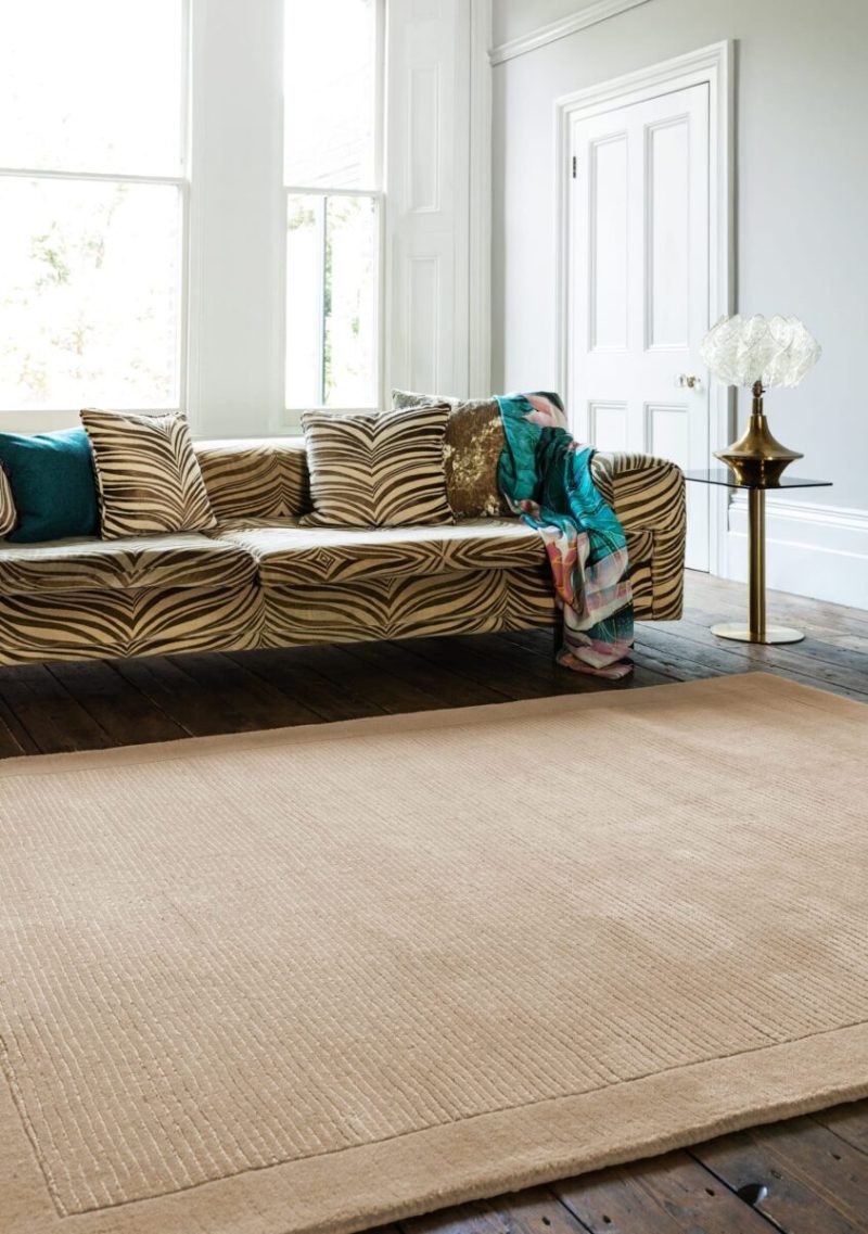 Covor pufos bej din lână lucrat manual modern model uni York Beige 9 mm 120x170 cm YORK120170BEIG - imagine 3