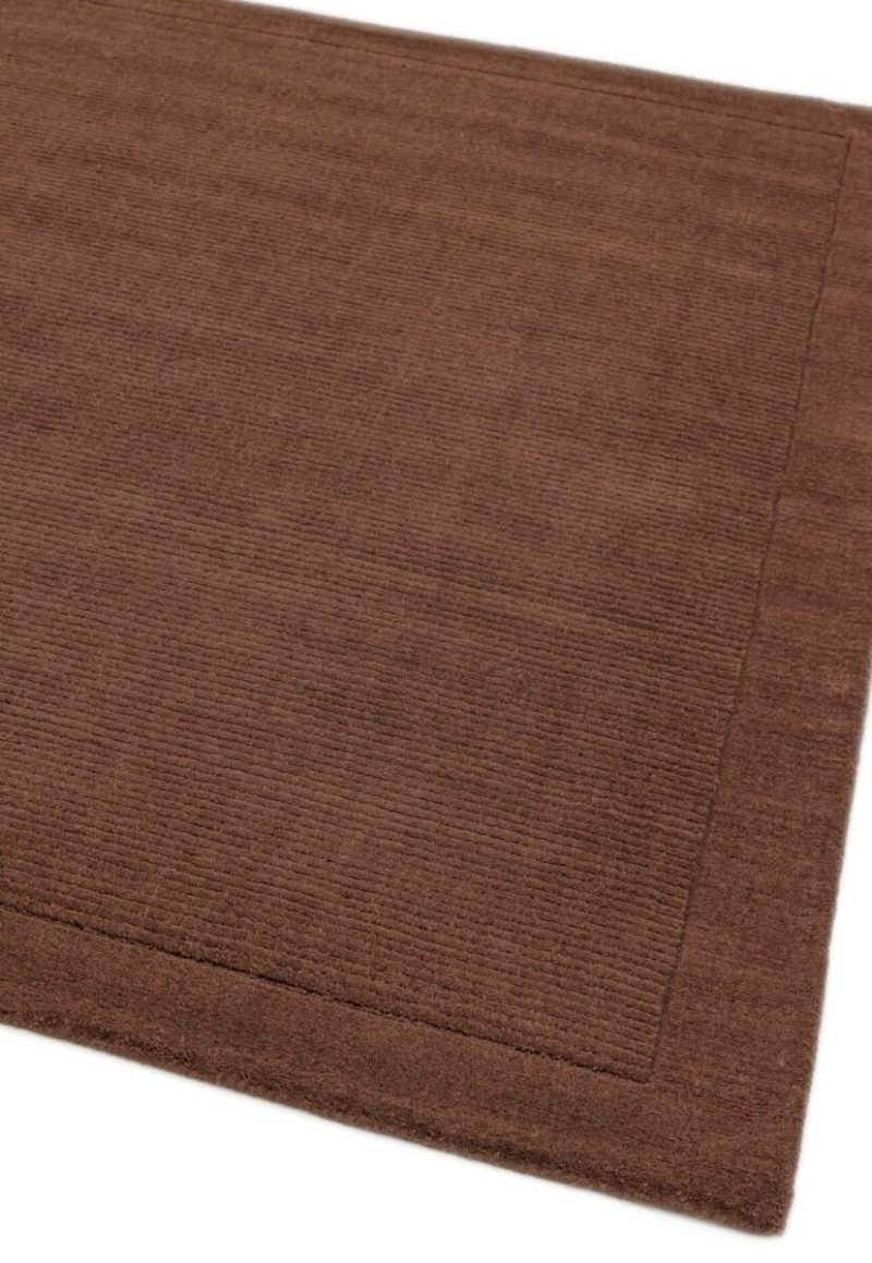 Covor pufos maro din lână lucrat manual modern model uni York Chocolate 9 mm 60x120 cm YORK060120CHOC - imagine 3
