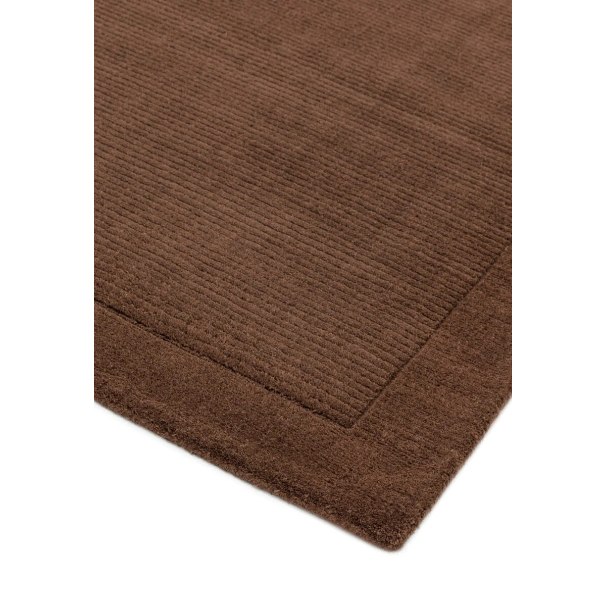 Covor pufos maro din lână lucrat manual modern model uni York Chocolate 9 mm 60x120 cm YORK060120CHOC