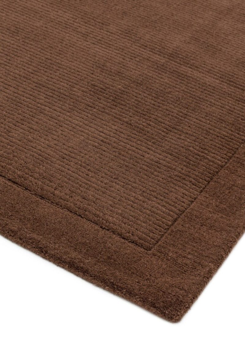 Covor pufos maro din lână lucrat manual modern model uni York Chocolate 9 mm 60x120 cm YORK060120CHOC - imagine 4