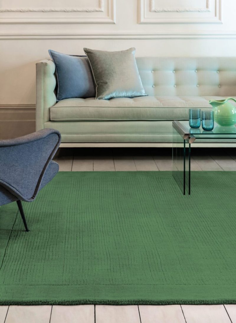Covor pufos verde din lână lucrat manual modern model uni York Forest Green 9 mm 200x290 cm YORK200290FORE - imagine 3