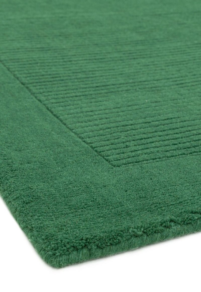 Covor pufos verde din lână lucrat manual modern model uni York Forest Green 9 mm 200x290 cm YORK200290FORE - imagine 5