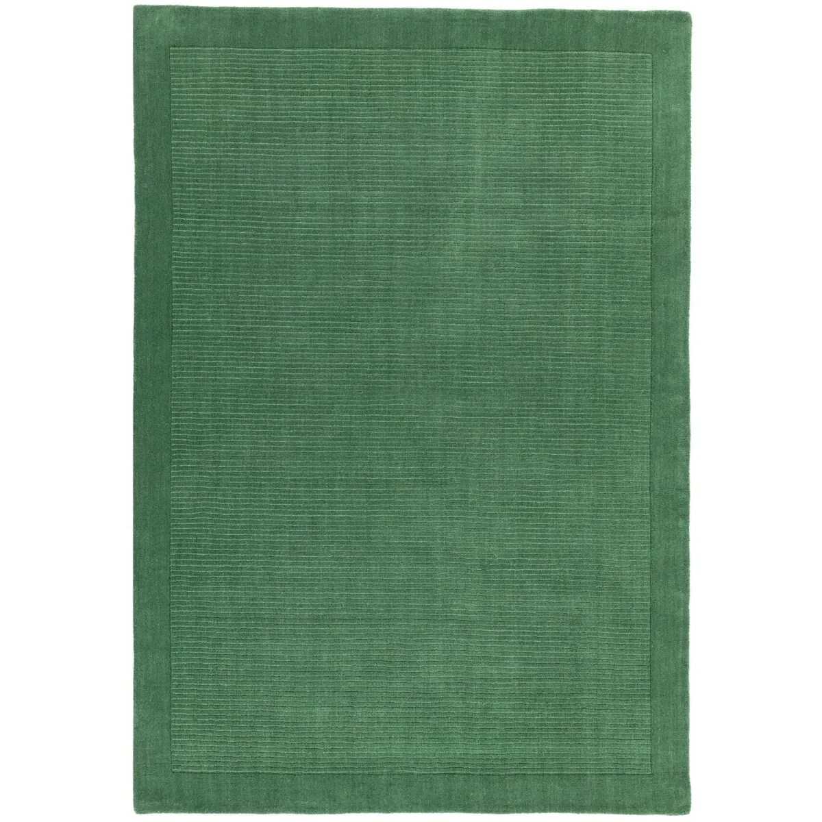 Covor pufos verde din lână lucrat manual modern model uni York Forest Green 9 mm 200x290 cm YORK200290FORE
