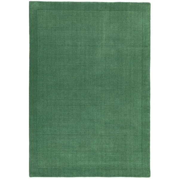 Covor pufos verde din lână lucrat manual modern model uni York Forest Green 9 mm 160x230 cm YORK160230FORE