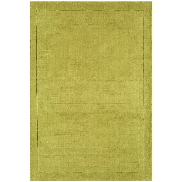 Covor pufos verde din lână lucrat manual modern model uni York Green 9 mm 80x150 cm YORK080150GREE