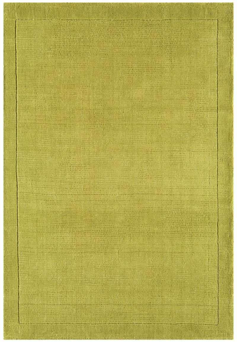 Covor pufos verde din lână lucrat manual modern model uni York Green 9 mm 80x150 cm YORK080150GREE