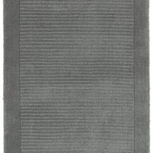 Covor pufos gri din lână lucrat manual modern model uni York Runner Grey 9 mm 068x240 cm YORK068240GREY