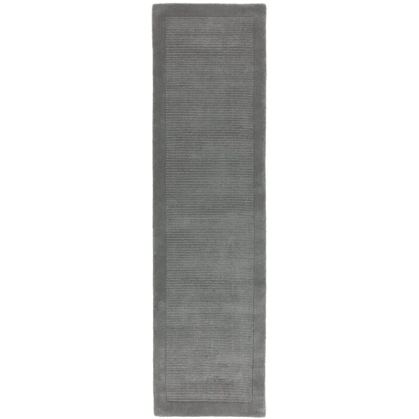Covor pufos gri din lână lucrat manual modern model uni York Runner Grey 9 mm 068x240 cm YORK068240GREY