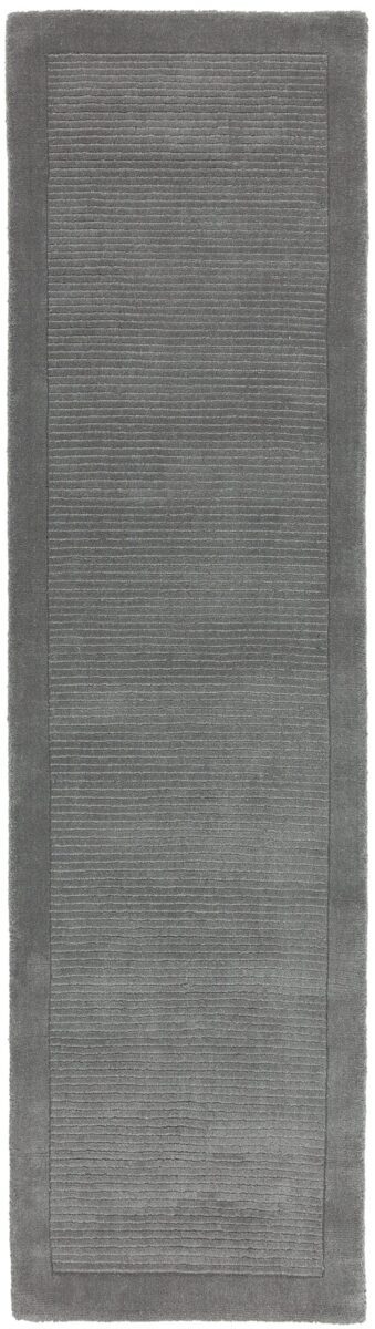 Covor pufos gri din lână lucrat manual modern model uni York Runner Grey 9 mm 068x240 cm YORK068240GREY