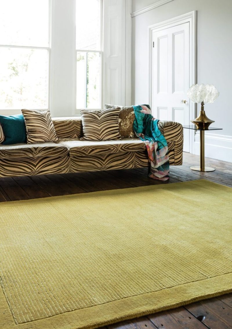 Covor pufos galben din lână lucrat manual modern model uni York Yellow 9 mm 60x120 cm YORK060120YELL - imagine 3