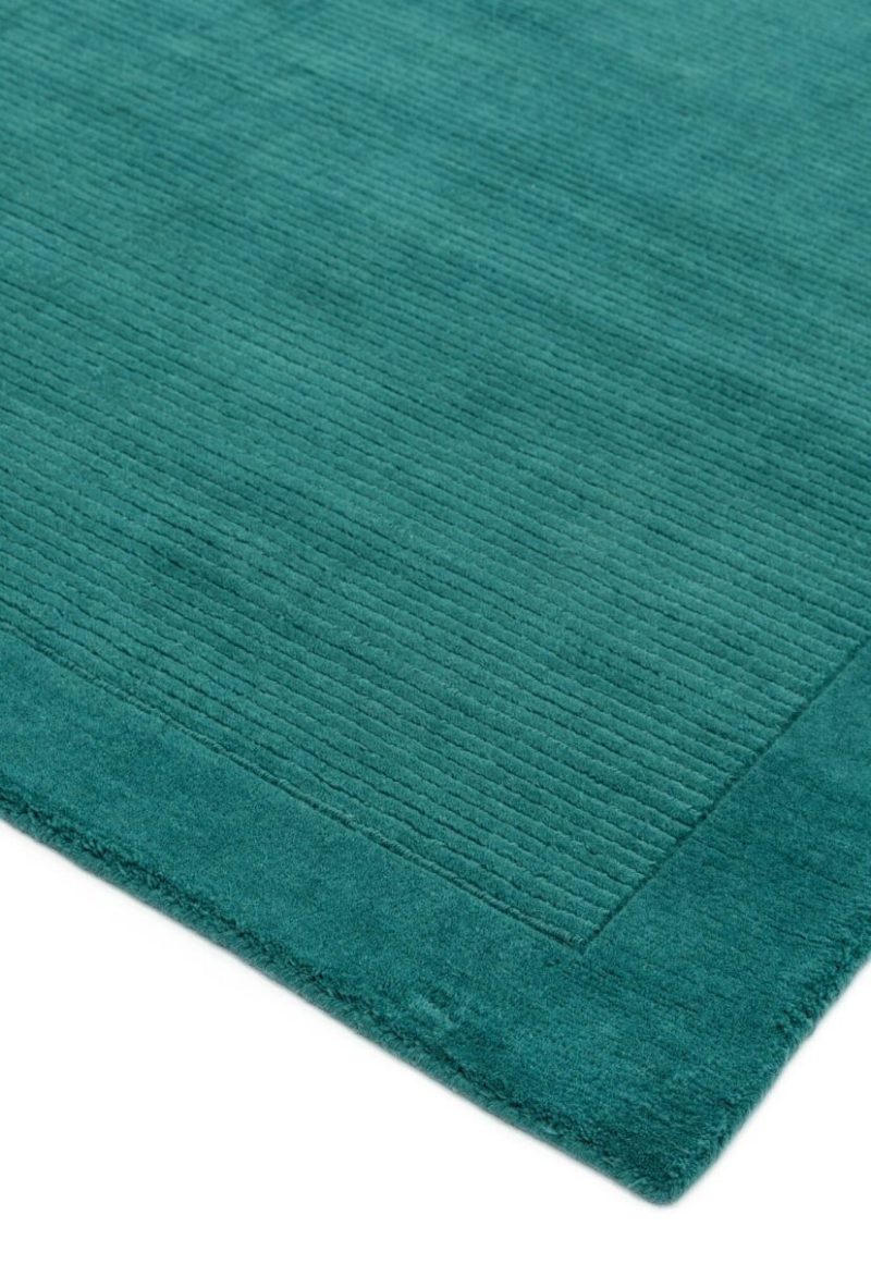 Covor pufos teal din lână lucrat manual modern model uni York Teal 9 mm 80x150 cm YORK080150TEAL - imagine 4