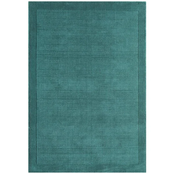 Covor pufos teal din lână lucrat manual modern model uni York Teal 9 mm 80x150 cm YORK080150TEAL