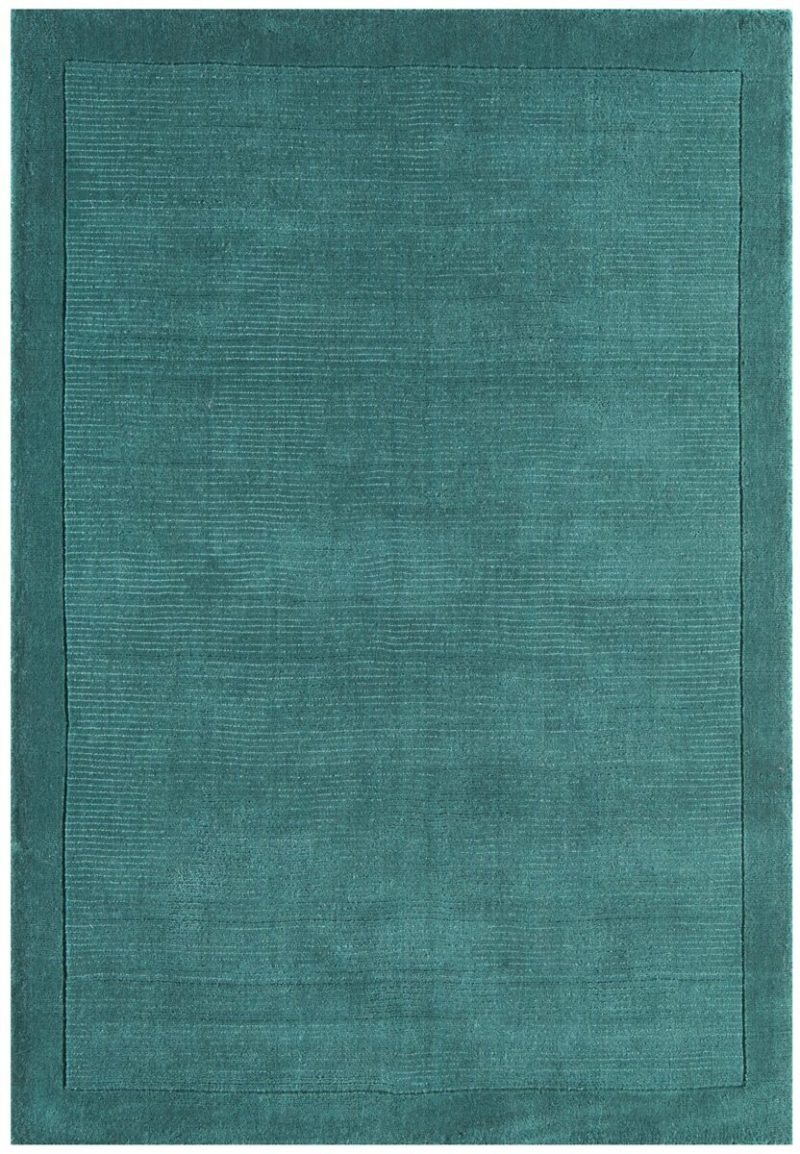 Covor pufos teal din lână lucrat manual modern model uni York Teal 9 mm 80x150 cm YORK080150TEAL