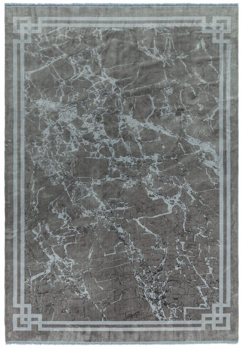 Covor argintiu modern persan model abstract Zehraya Silver Border 3 mm 200x290 cm ZEHR2002900004 - imagine 2