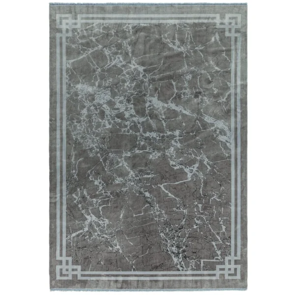 Covor argintiu modern persan model abstract Zehraya Silver Border 3 mm 120x180 cm ZEHR1201800004