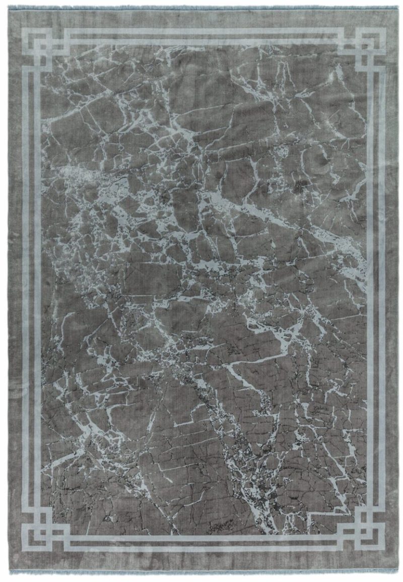 Covor argintiu modern persan model abstract Zehraya Silver Border 3 mm 120x180 cm ZEHR1201800004