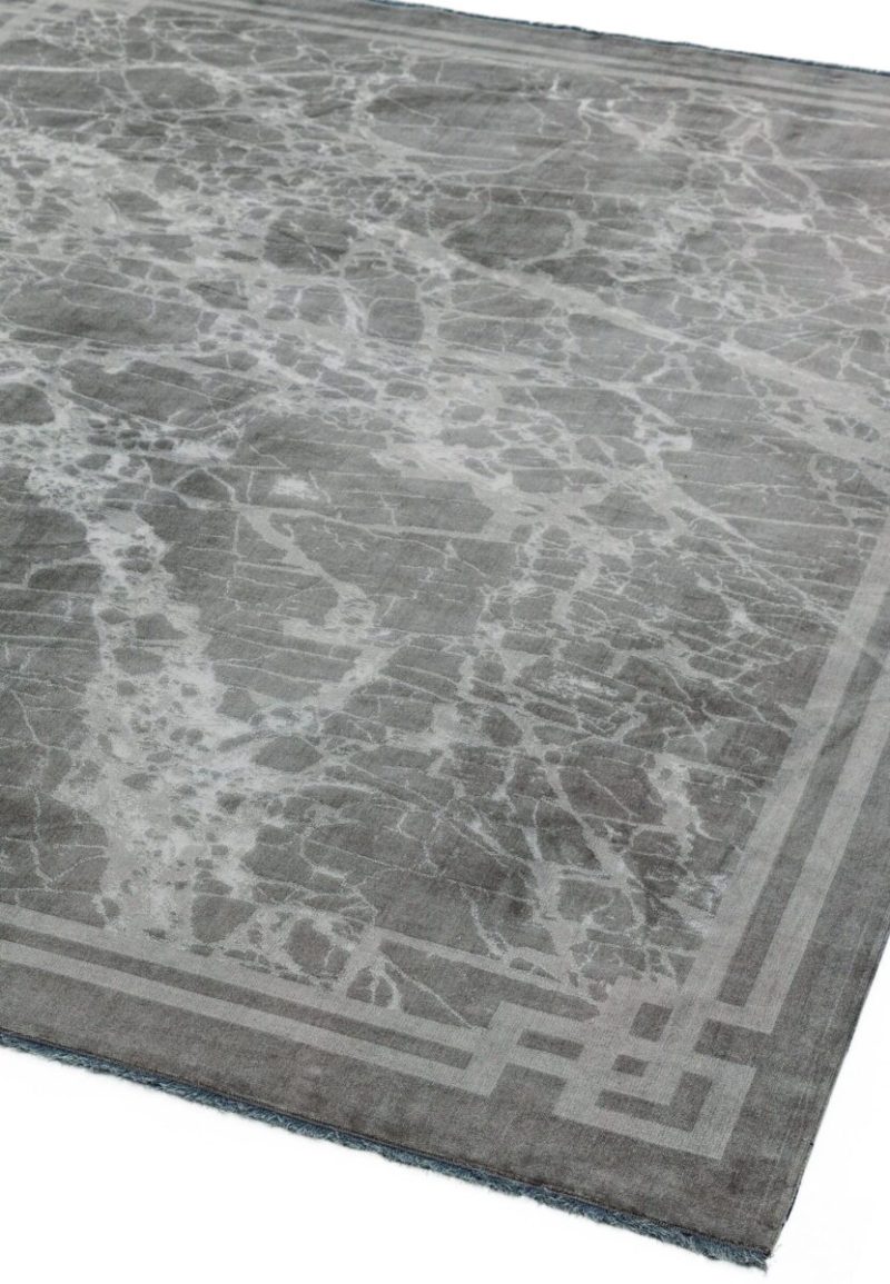 Covor argintiu modern persan model abstract Zehraya Silver Border 3 mm 120x180 cm ZEHR1201800004